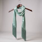 Free People  Charmer Fringe Skinny Scarf Mint Green Elegant Silky Evening Glam Photo 1