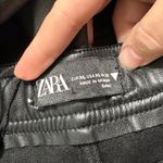 ZARA Black Faux Leather Tapered Ankle Zip Hi Waisted Leggings Pants size XL Photo 8