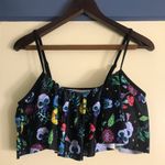 MD Ruffle Blk bright floral swimsuit tankini top Size M Photo 2