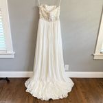 Jasmine Couture Strapless Wedding Dress Pleated Skirt Size 8 Sequins Beaded White Photo 3