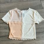 Le lis White and Orange Crop T-Shirt Asymmetrical Style Photo 3