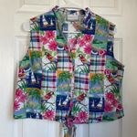Vintage vacation print vest tank top beach Florida holiday Size 12P Photo 0