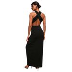 Lulus  Black Evening Gown with Criss Cross Halter Neckline NWT Size XL Photo 1