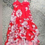 Flying Tomato A. Calin by Tiered High Low Ruffle Floral Maxi Dress Red Small Photo 2