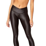 We Wore What  Active Splice Cire Shiny Black Leggings NWT Size M Photo 0