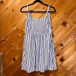 Old Navy  Fit & Flare Linen-Blend Blue & White striped Mini Dress Photo 3