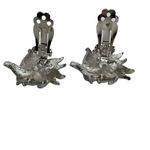 Vintage Silver Tone Clip On Earrings‎ Costume Jewelry Starburst Unmarked Photo 4