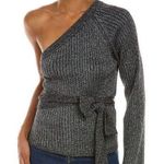 Eleven Six Nova Alpaca Metallic Lurex Blend Gray One Shoulder Sweater Size L Size L Photo 0