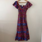 PINCH Floral Smocked Maxi Dress Cut Out mosaic Size M Red Size M Photo 3