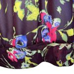 EXPRESS  Dark Purple Floral Semi Sheer‎ Lace Trim Blouse NWOT Size M Photo 3