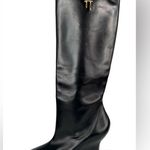 Givenchy G-Lock Black Leather Knee Hight Wedge Heel Padlock Boots Size EU 40 Photo 12