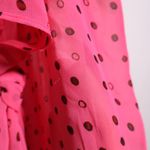 Y2K Princess Vera Wang Hot Pink Polka Dot Sheer Button Up Top Sleeveless XS Tie Photo 6