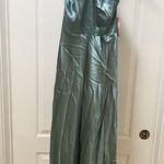 Birdy Grey Monica Halter Satin Dress Womens XS Sea Glass Green Maxi Formal Gown Photo 1