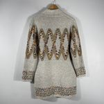 Debut  Womens S/M Open Cardigan Tribal Geometric Pattern Long Sweater Beige Brown Photo 2