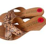 Italian Shoemaker Snakeskin Print Criss Cross Wedges Sz 6 Tan Photo 3