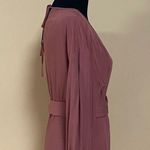 ZARA 🛍️  Rust Pink Belted Peasant Puff Sleeve Midi Dress Size S Photo 7