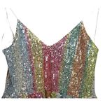 ZARA Mermaid Striped Multicolor Sequin Peplum Ruffle Detail V Neck Shiny Top S Photo 2
