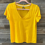 Anthropologie Yellow 100% Pima Cotton V-Neck Boxy Cut Tee Size Medium Photo 0