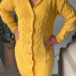 Handmade Women Hand Knit 🧶 L/S Casual Yellow Dress🐥 / Cardigan Photo 0