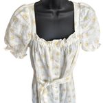 Sleeper NWT  Brigitte Floral Midi Dress Sz S 100% Linen White Yellow Daisies Photo 1