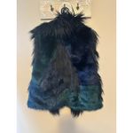 BLANK NYC Women's Black/Blue Furry Peacock Faux Fur Vest Photo 5