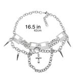 Choker Necklace Design Rivet & Cross Clavicle Decoration Chain Titanium steel Silver Photo 3