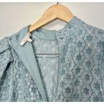 WAYF  Dress Size Small Metallic Puff Long Sleeve Mini in Powder Blue Back Zip‎ Photo 3