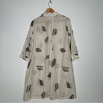 PICADILLY Canada Cream Grey Brush Stroke Linen Blend Button Front Tunic Shirt 10 Gray Photo 6