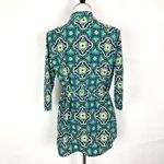 All For Color Womens Belted Tunic Top  Size S Green Geometric Print Floral NEW‎ Photo 5