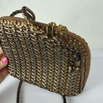 Vtg CEM Gold Metallic Woven Leather Crossbody Bag Full Zip Photo 9