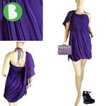 Alice + Olivia PURPLE DRAPING SILK HALTER DRESS (M) Photo 1