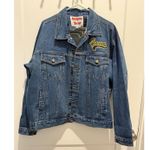 American Toons By Excelled VTG Peanuts Vintage Denim Jacket XL Leather Patch Blue Photo 0