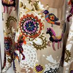 Mystery Mexican Print Smocked Top Bell Sleeve Tunic Shirt Tan‎ Multi Medium Tan Photo 7