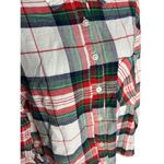 Aerie Pajama Top Womens XS Plaid Flannel Button Up White Green Red Christmas PJ Photo 2