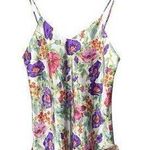 VINTAGE Satin Floral Ruffle Mini Slip Dress in White/Pink/Purple OS White Size undefined Photo 0
