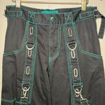 Tripp NYC  Black and Green Cargo Pants Baggy with Chains ( Size 3 ) 30" Waist Photo 4