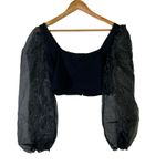 Topshop  Puff Sleeve Organza Crop Top Womens 8 Black Gothcore Feminine Whimsygoth Photo 4