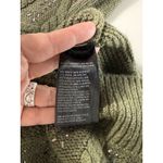 White House | Black Market  Olive Green Cable Knit Mock Neck Sweater Rhinestones XS Photo 5
