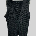 Belle Fare Long Wool Knitted Rabbit Fur Vest Black Size undefined Photo 0