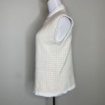 Vintage Open Front Sweater Vest Cream Beige Grid Pattern Sz Medium? Tan Photo 2