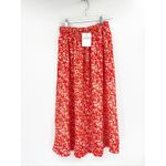 Ganni Red Floral Print Pull On Midi Skirt Size 34/2 NWT Photo 2