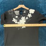 Leo Guy Elegant Black & White Floral Appliqué Short Sleeve Drop Waist Midi Dress Size XS Photo 8