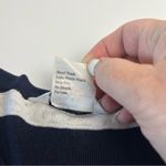 Misook Exclusively  Striped Navy Blue‎ White Medium Ruffle Snap Front Cardigan Photo 2