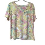 Bobbie Brooks Top Women’s 2X Short Sleeve Popover Watercolor Pastels Stretch Photo 0