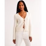 Abercrombie & Fitch NWT  Coquette Bow Tie-Front Cardigan Medium White Old Money Photo 8