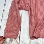 Abound  Waffle Knit Notch V Neck Long Sleeve Top NEW in Pink Compact 1X Photo 3
