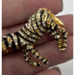 Cool Vintage 1.5” Zebra Shoulder Brooch Gold Black Enamel & Rhinestones Pin Photo 4