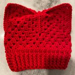 Handmade Crochet Cat Animal Ear Beanie Hat Cozy Ribbed Brim Stretch Winter Hat Photo 6