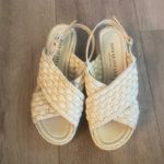Pons‎ Quintana Leather Woven Cream Platform Sandal Size 37 NEW Photo 1