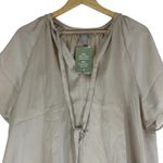 H&M NWT Top Womens M Taupe Tie Neck Peasant Earthy Boho Cottagecore Neutral Photo 2